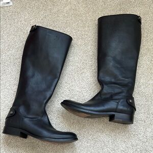 Frye Black Leather Tall Riding Boots